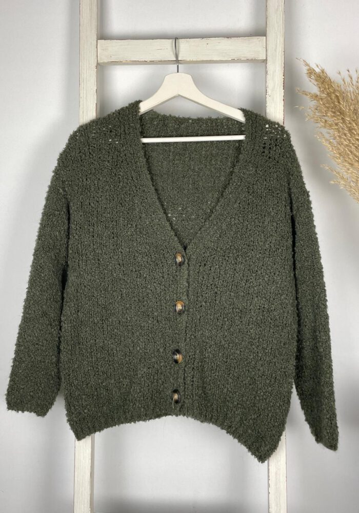 Bouclé Cardigan mit V-Ausschnitt