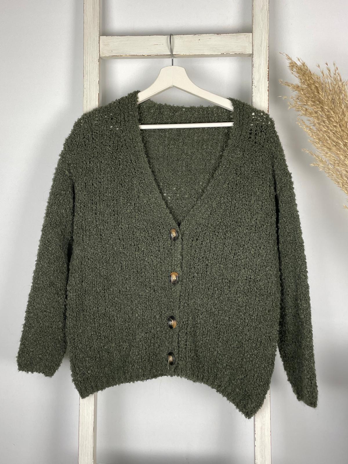 Bouclé Cardigan mit V-Ausschnitt