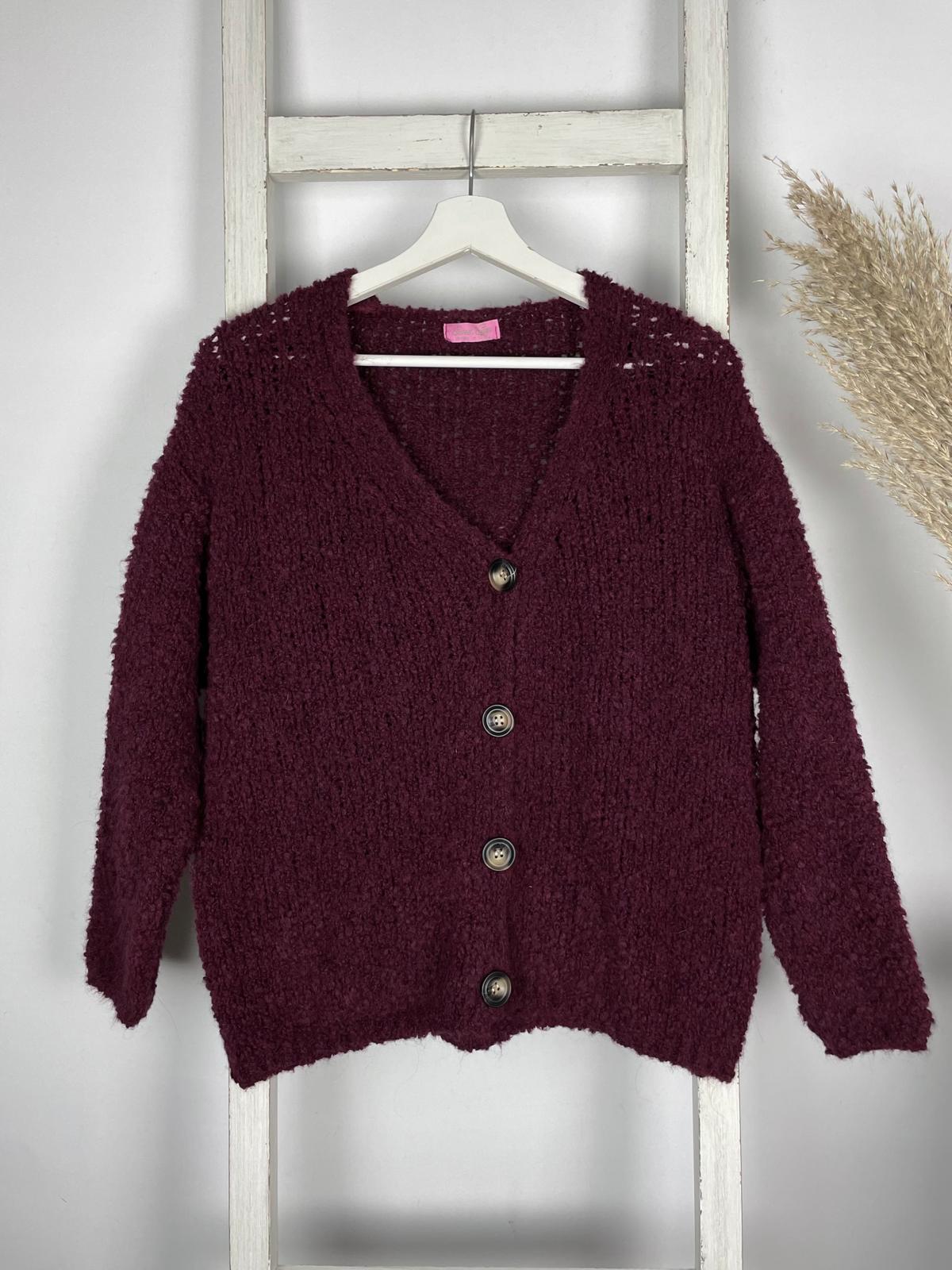 Bouclé Cardigan mit V-Ausschnitt