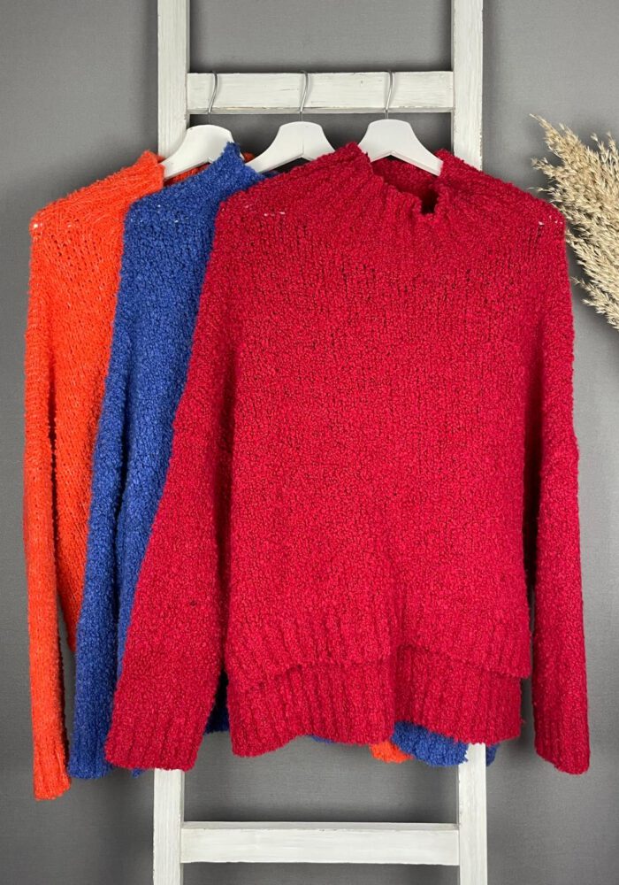 Knalliger Bouclé Pullover mit Turtleneck