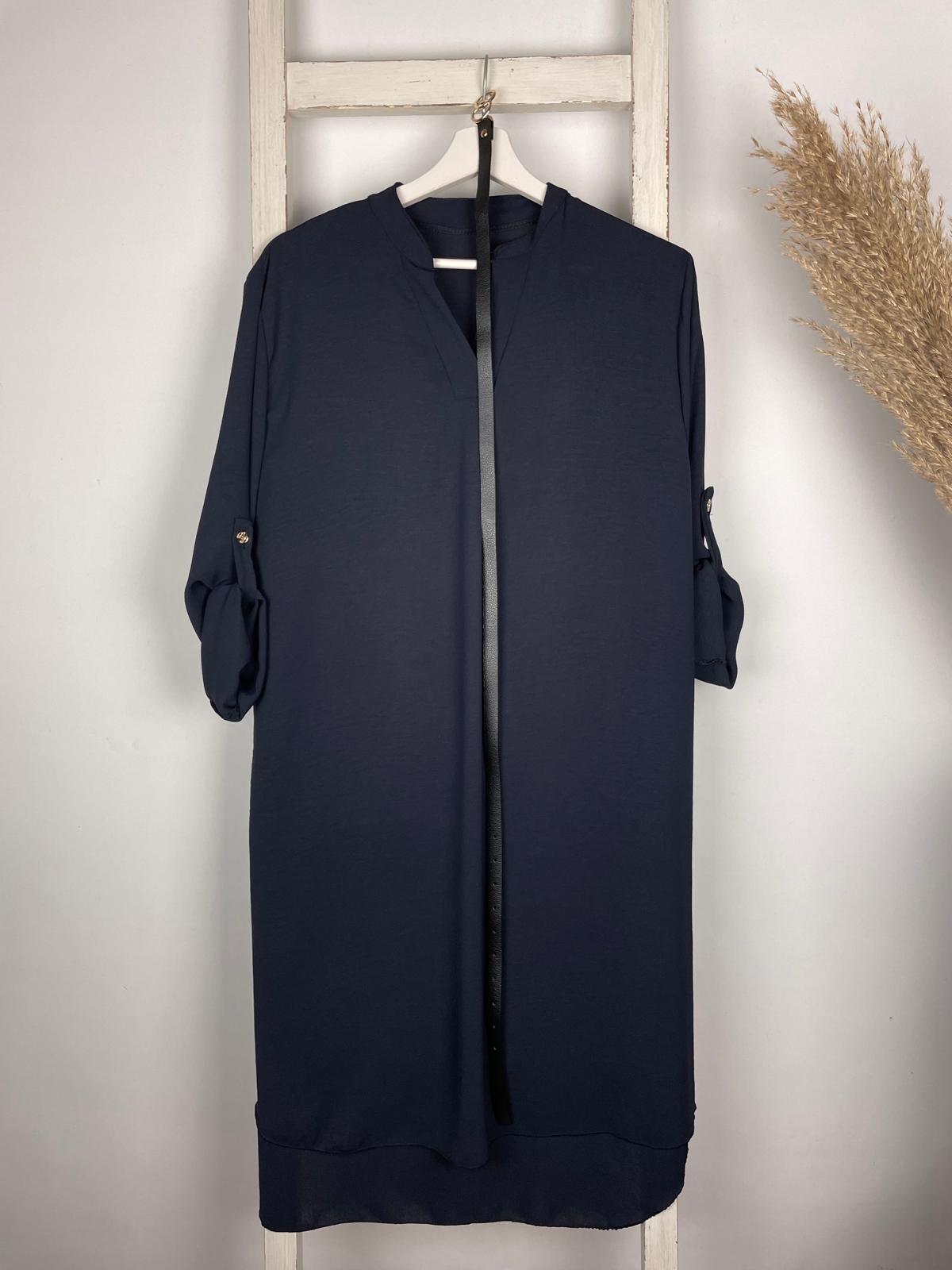 Extra Longbluse mit dünnem Gürtel