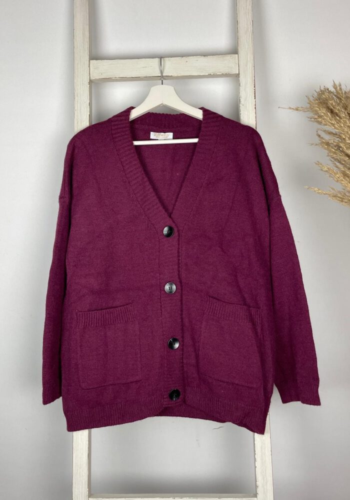 Burgundy Feinstrick-Cardigan