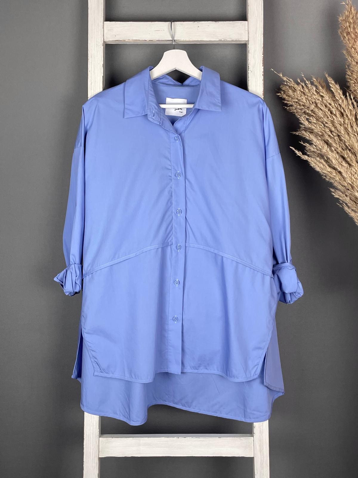 Oversize Baumwoll-Mix Blue mit abgerundeter Teilnaht