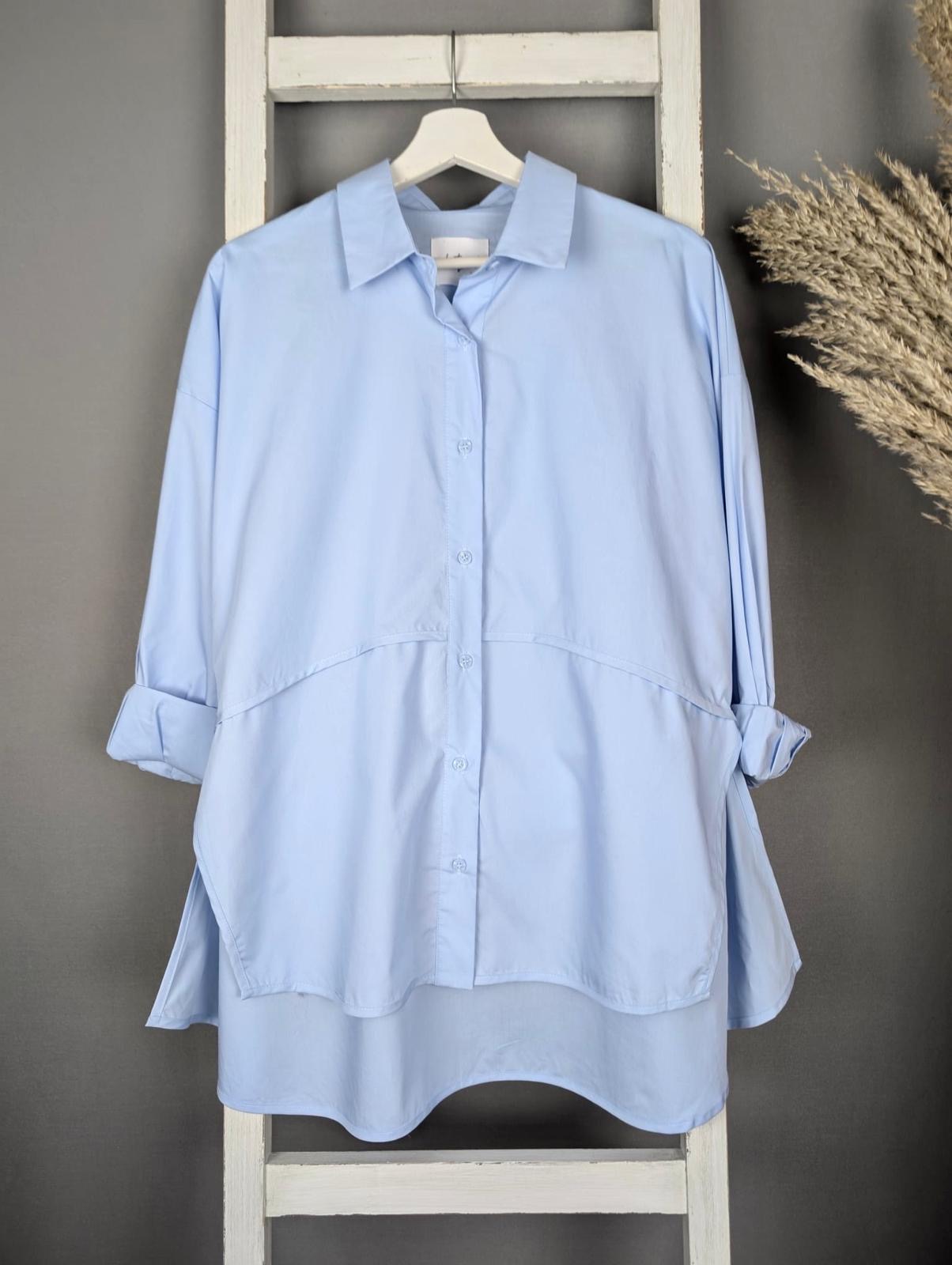 Oversize Baumwoll-Mix Blue mit abgerundeter Teilnaht