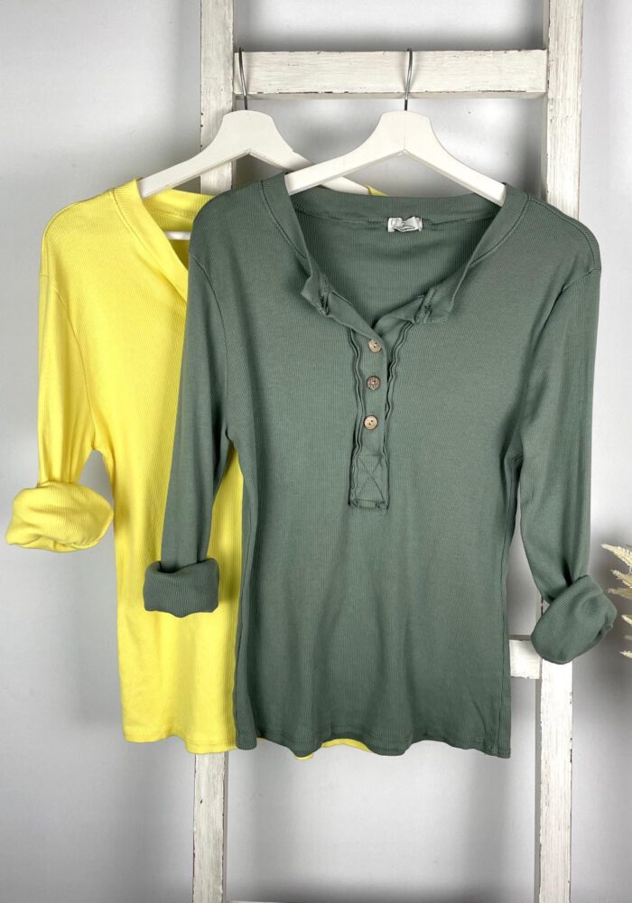 Casual Ripp-Longsleeve mit Knopfleiste