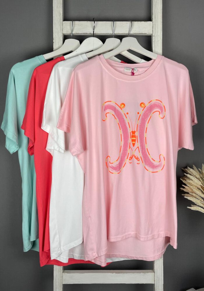T-Shirt mit Neon Schmetterling