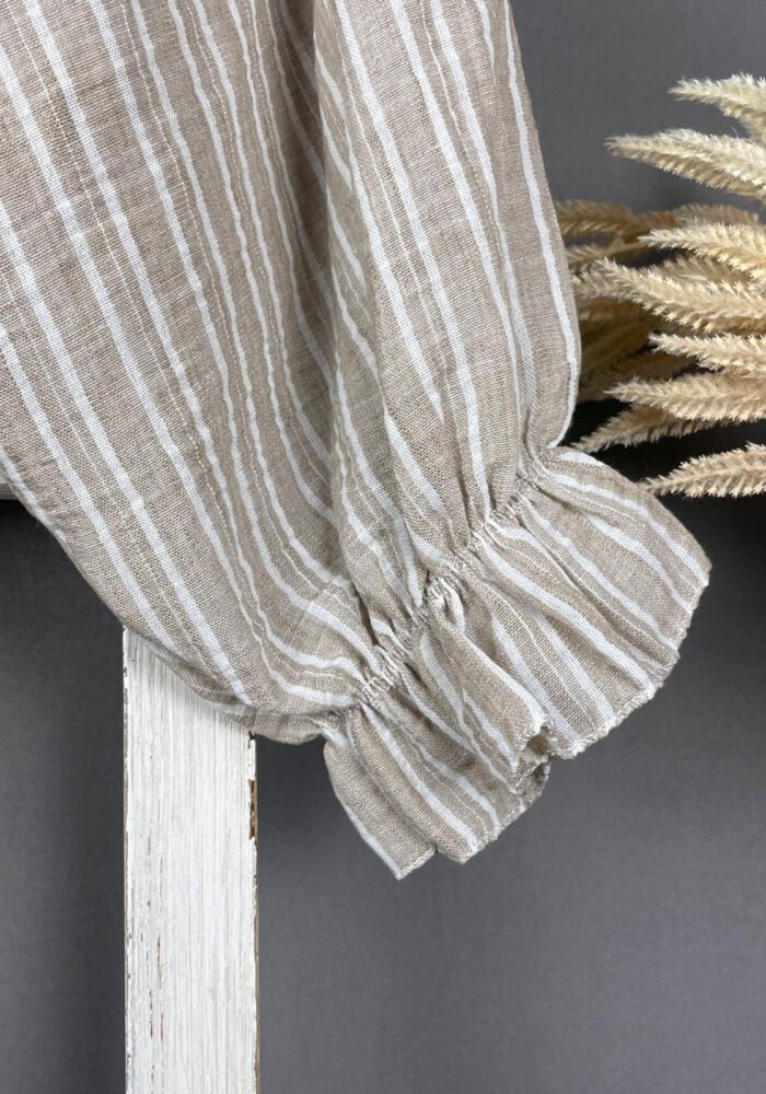 Gestreifte Washed Bluse mit Ballonärmel