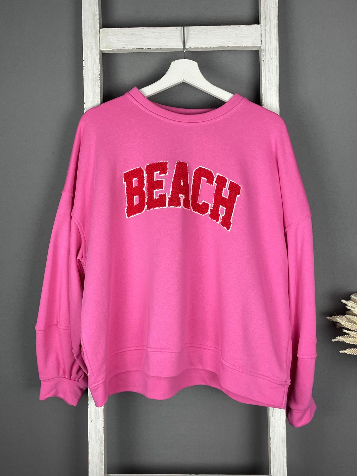 Sweater mit Flokati “BEACH” Druck