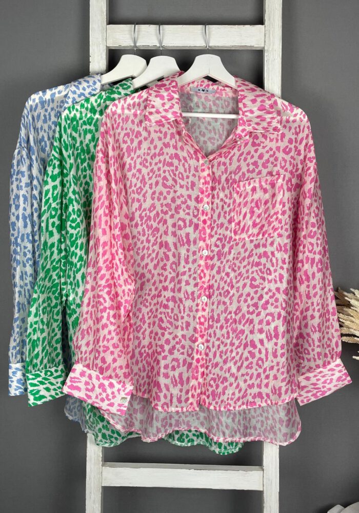 Durchsichtige Bluse im Leo-Print