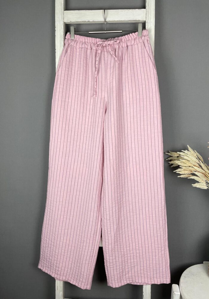 Gestreifte Wide Leg Hose mit zarten Nadelstreifen