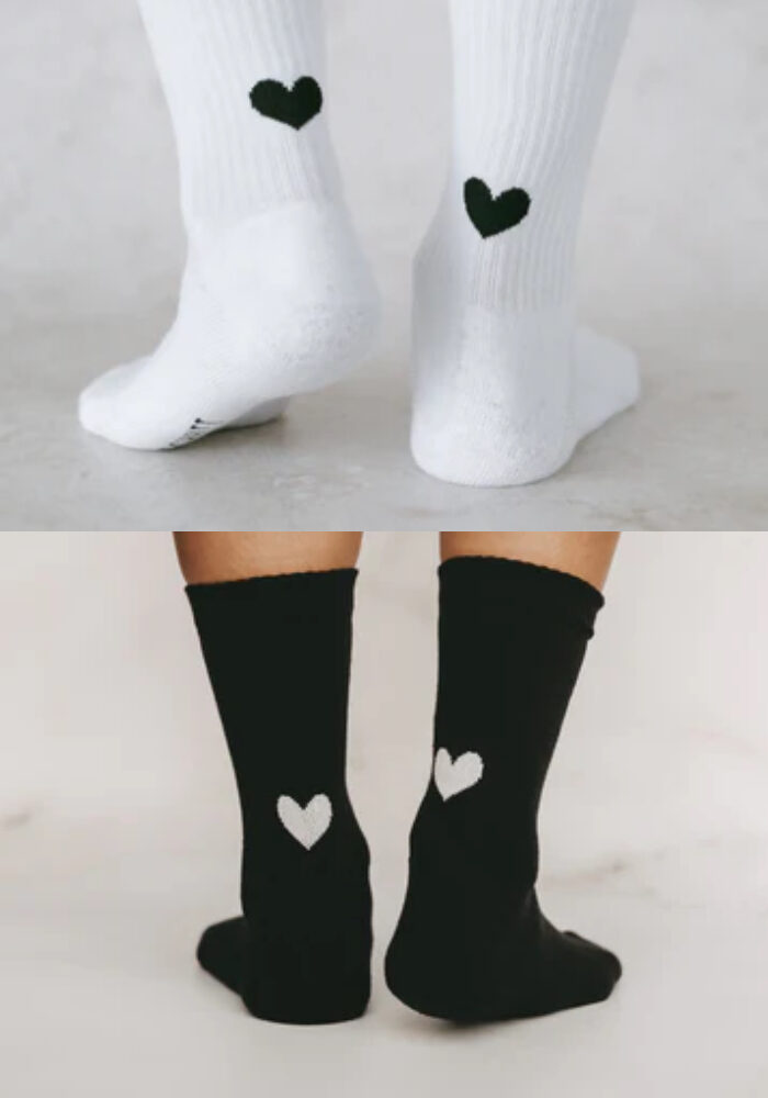 EULENSCHNITT Socken HERZ black/white