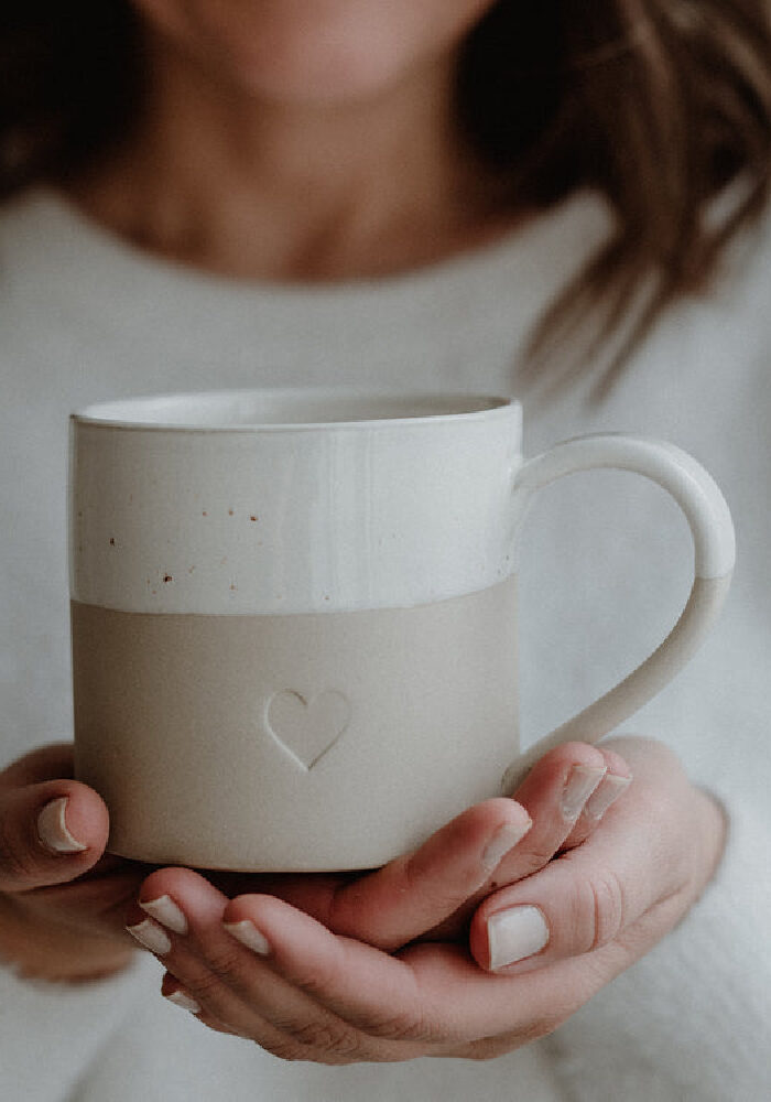 EULENSCHNITT Große Marmor Tasse mit Herz