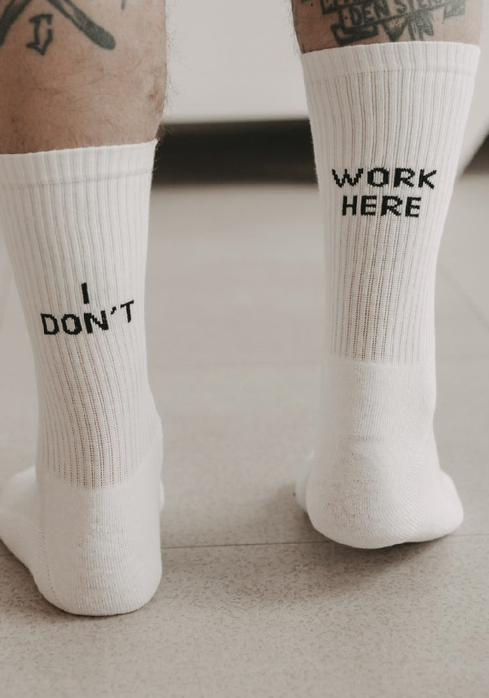 EULENSCHNITT Socken I DON’T WORK HERE