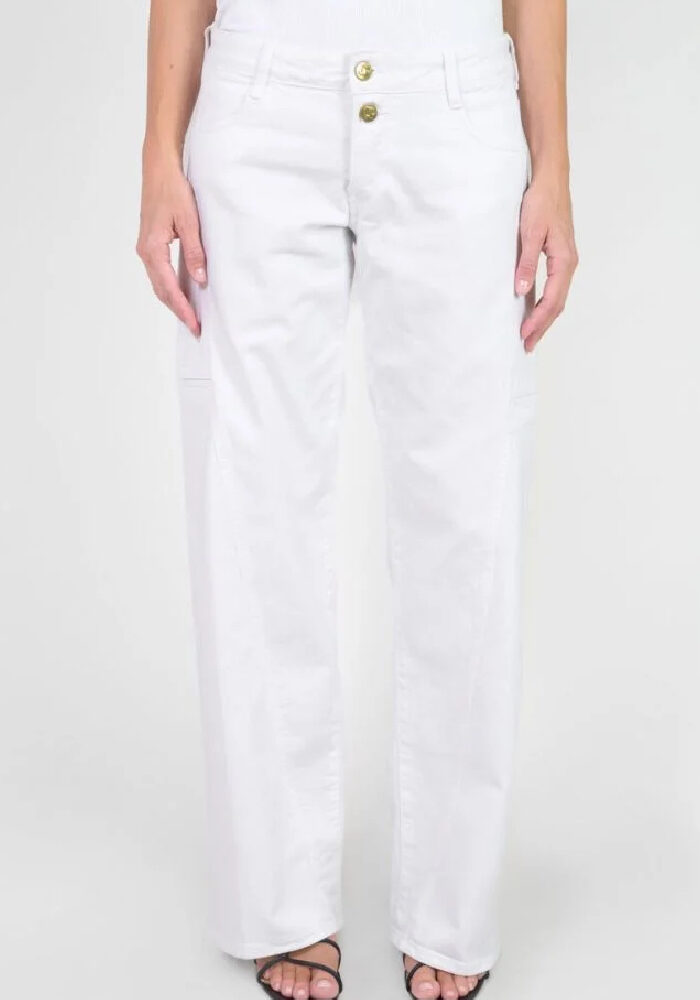 LE TEMPS DES CERISES Wide Leg Jeans Lauryn Twist weiß