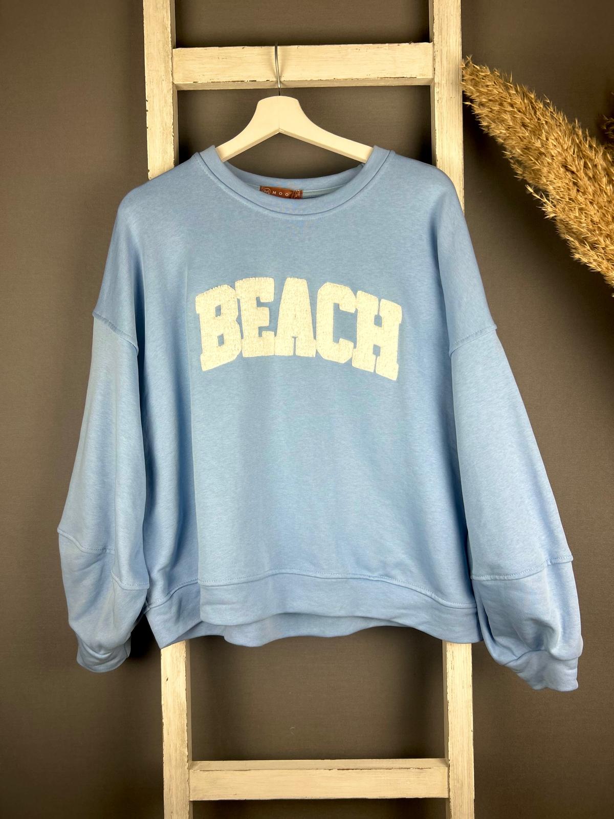 Sweater mit Flokati “BEACH” Druck