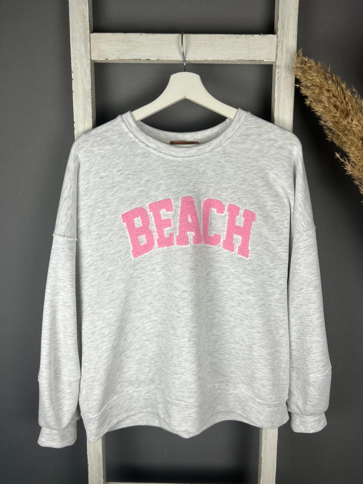 Sweater mit Flokati “BEACH” Druck