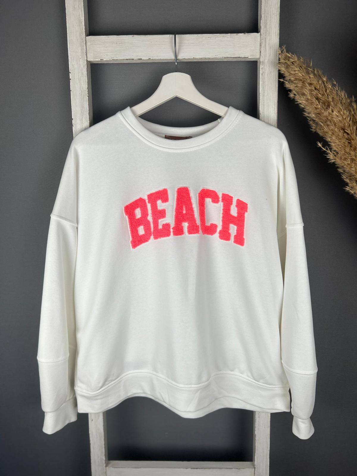 Sweater mit Flokati “BEACH” Druck