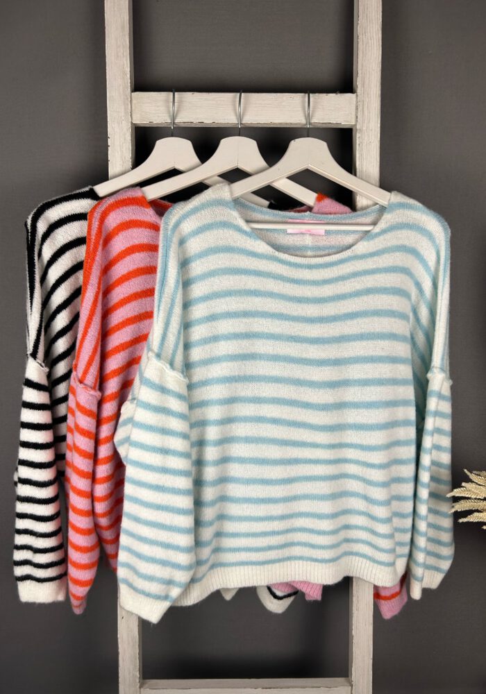 Gestreifter Pullover mit hinteren Mitte