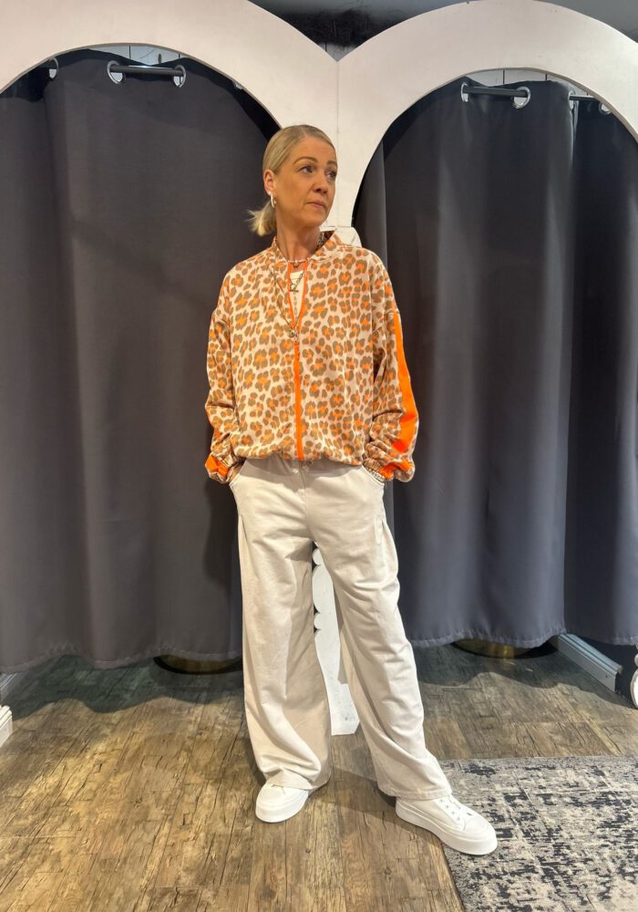 Neon Leo-Sweatjacke mit Streifen
