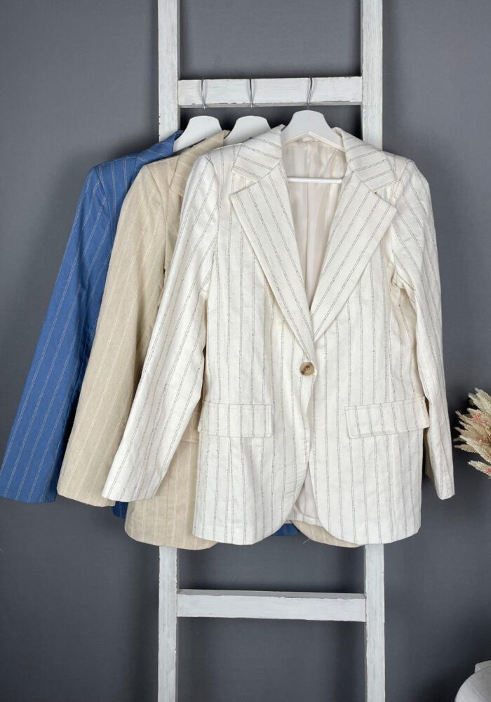 Denim Blazer mit Nadelstreifen
