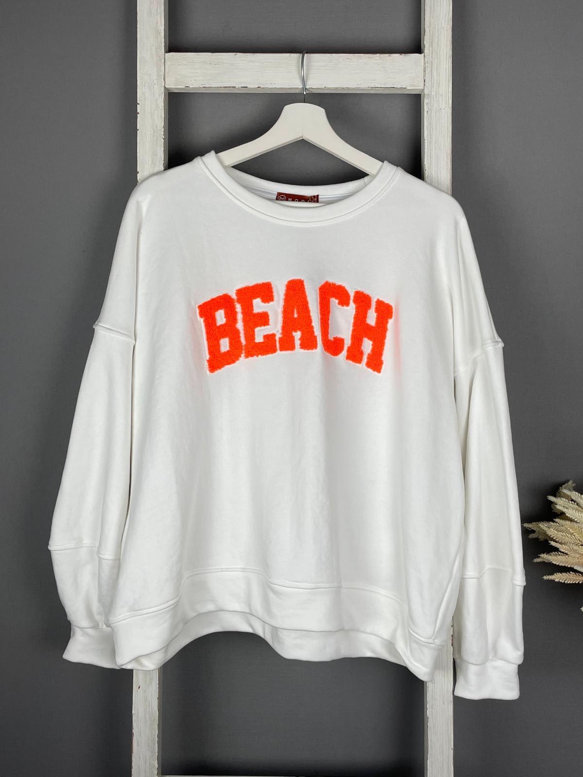 Sweater mit Flokati “BEACH” Druck