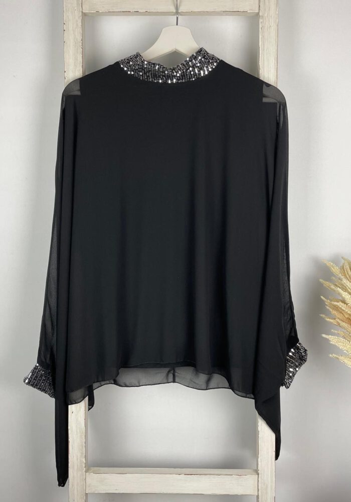 Fledermaus-Bluse mit Paillettendetails