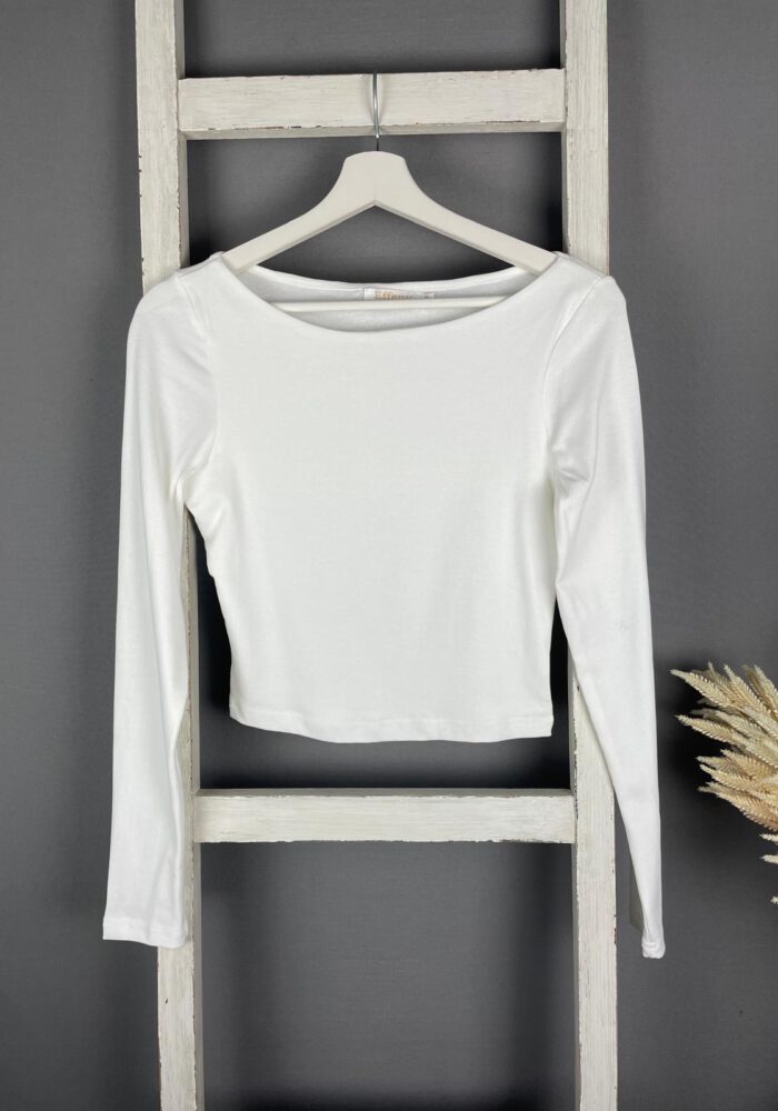 Crop-Longsleeve mit U-Boot Ausschnitt
