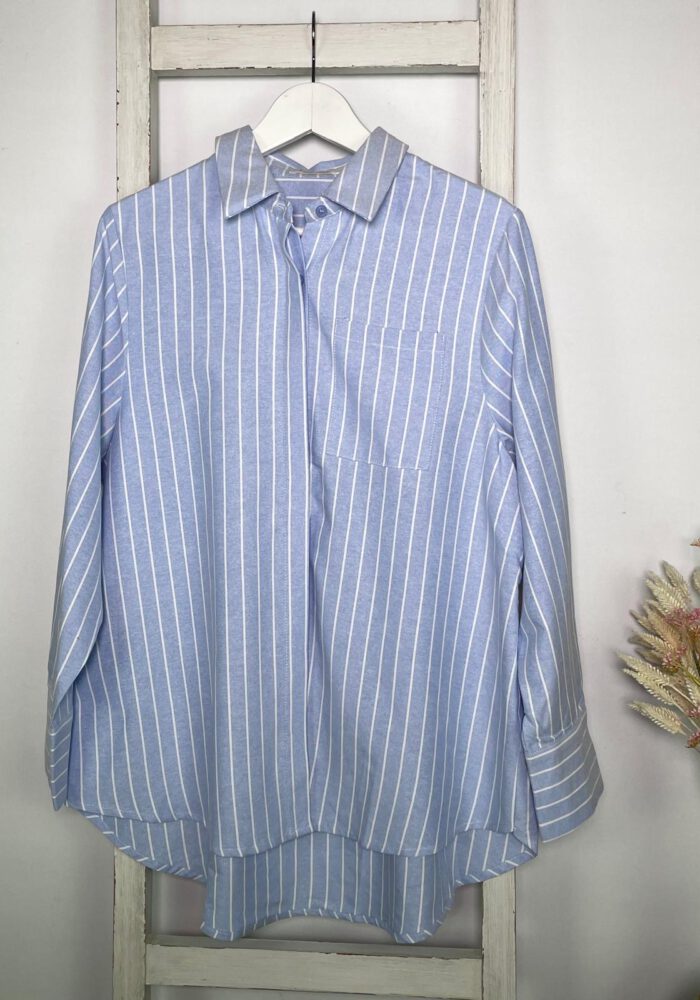 Gestreifte Bluse mit verdeckter Knopfleiste