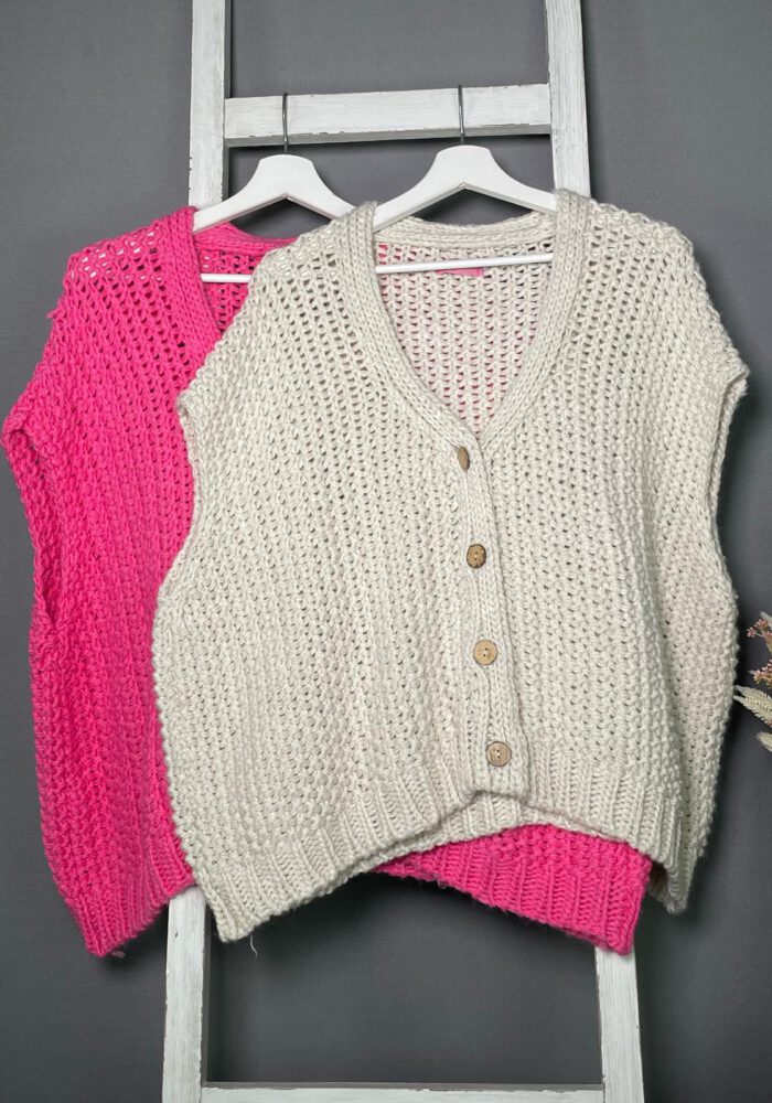 Lochoptik Pullunder Cardigan