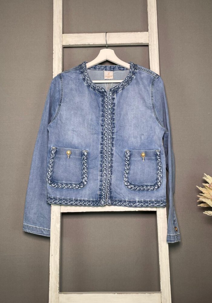 Jeansjacke mit Flechtdetails