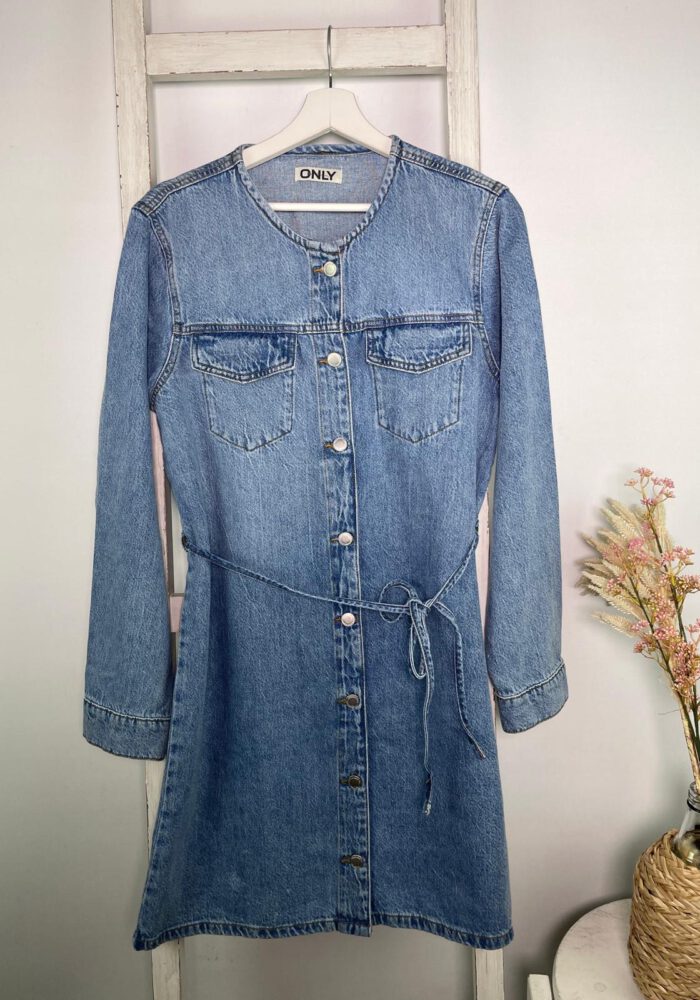 Only Jeanskleid mit Gürtel