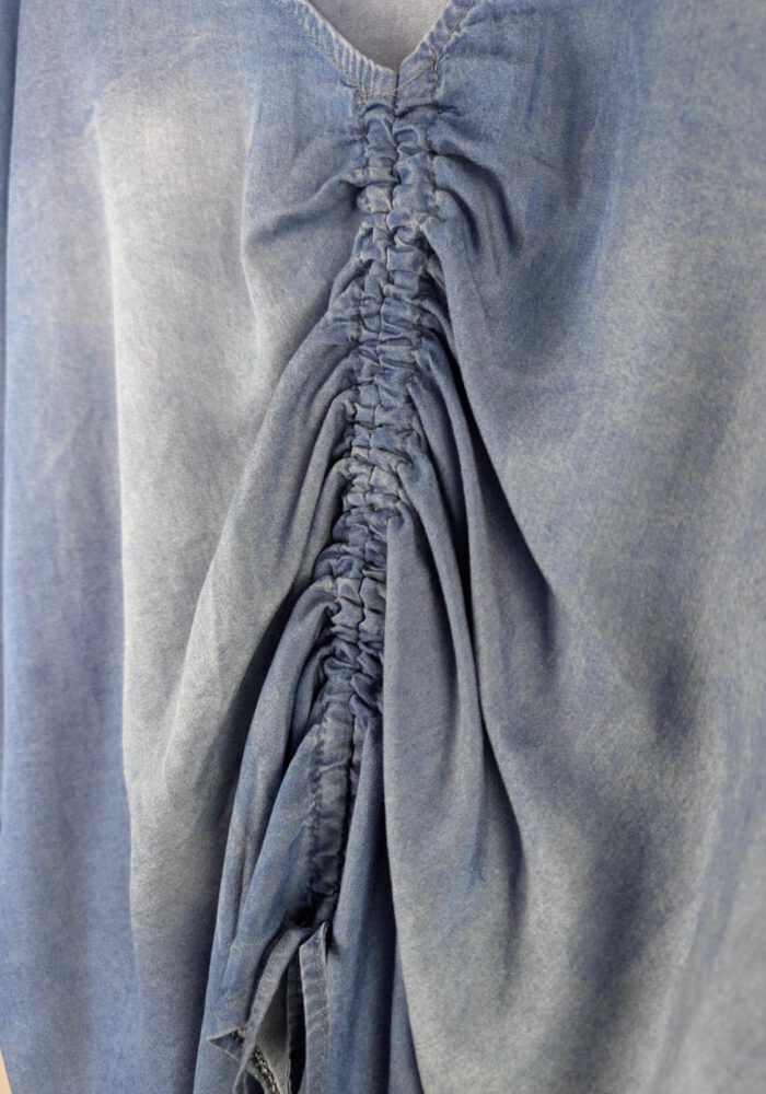 Denim Bluse mit Raffung