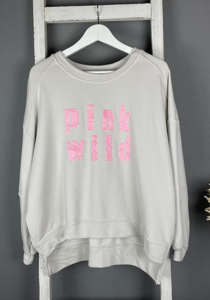 Sweater mit Flokati Schriftzug 