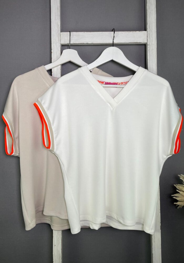 Scuba T-Shirt mit farbigem Ärmelabschluss