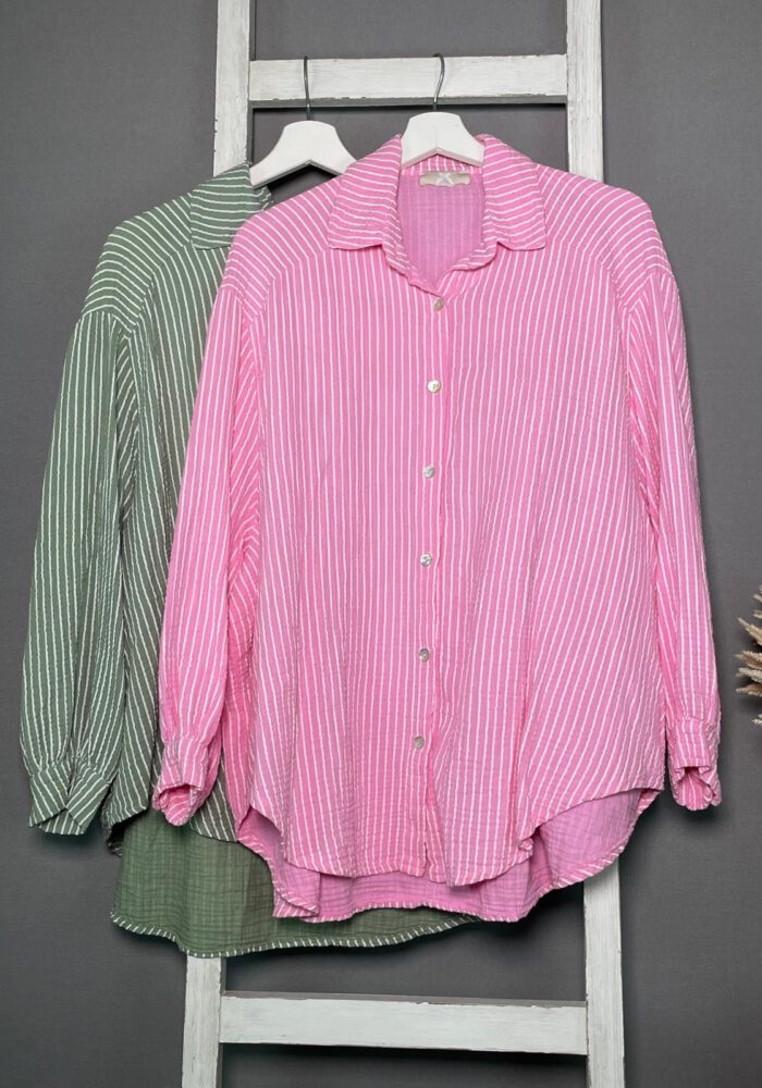 Musselinbluse mit weißen dünnen Streifen