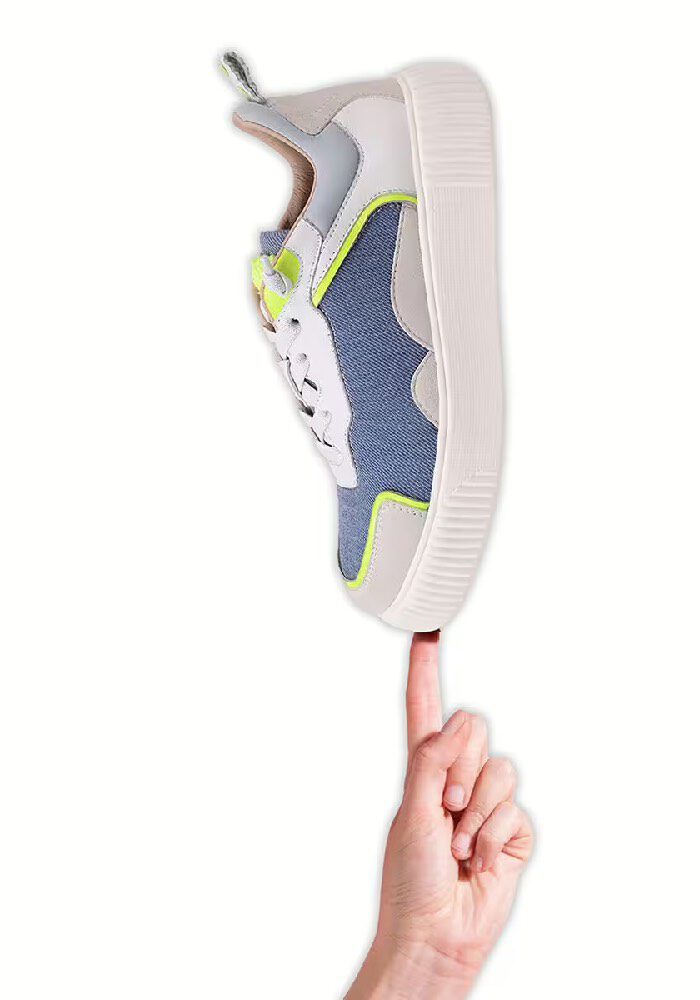 Crickit Sneaker REGINA in jeansblau mit Neongelb Flokati Herz