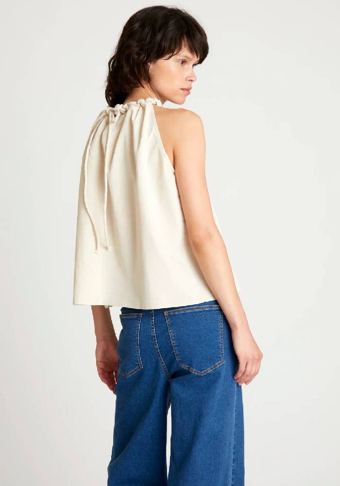 WILD PONY Leinen-Mix Neckholdertop mit Kordeleinzug