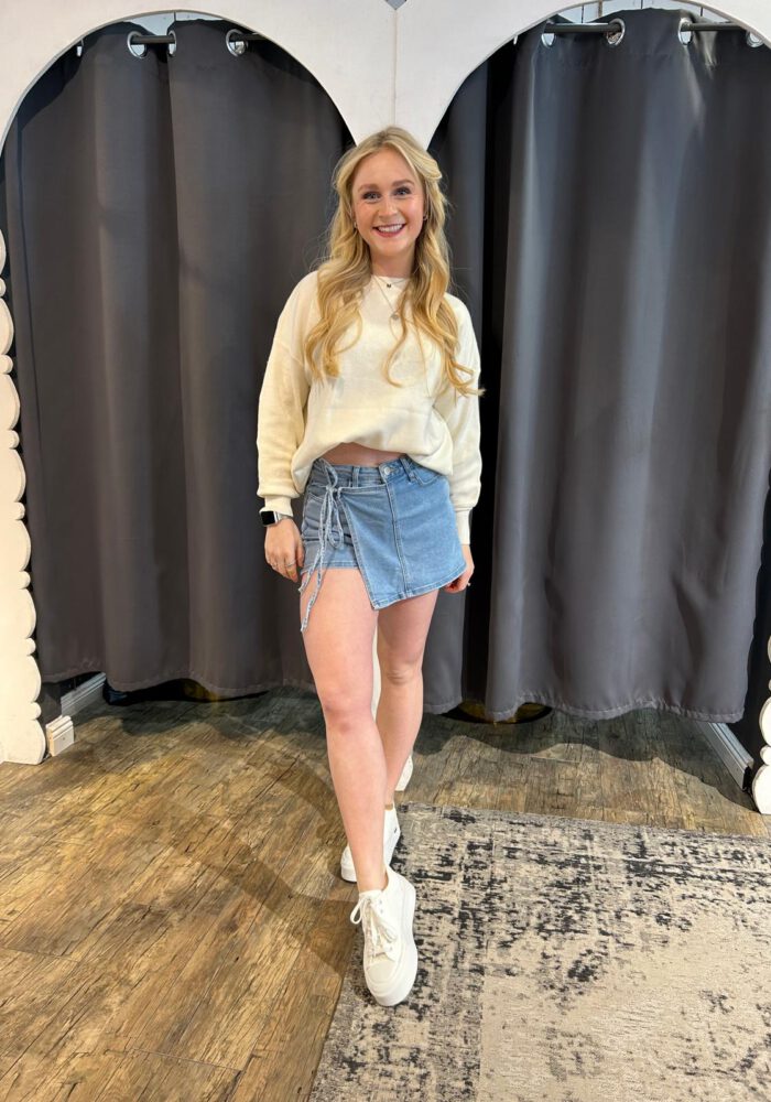 Wrap Denim Skort