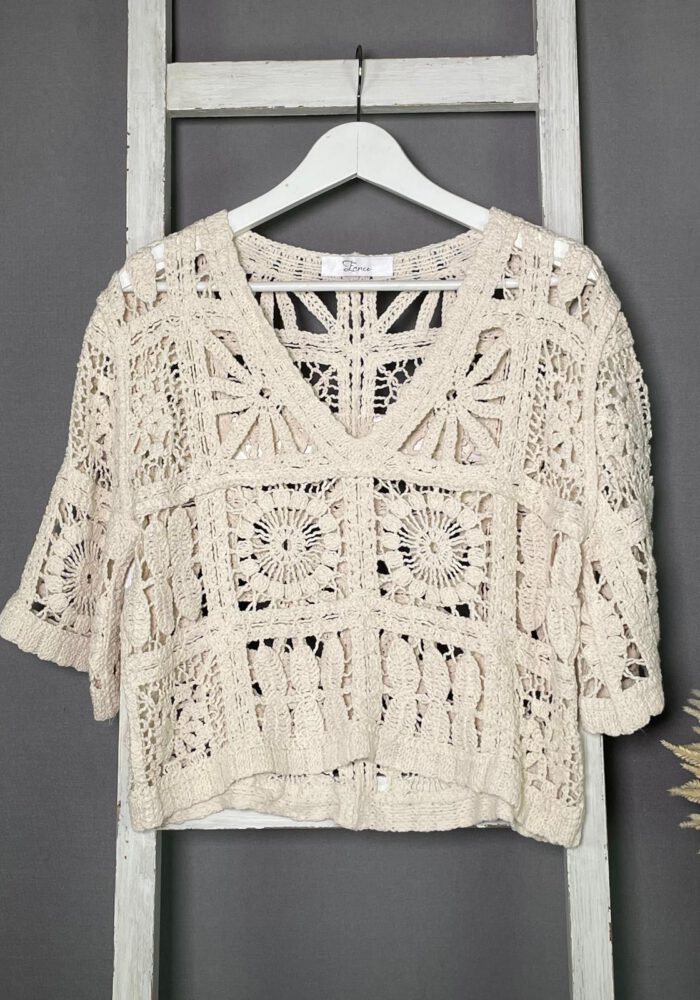 Häkel Shirt mit V-Ausschnitt