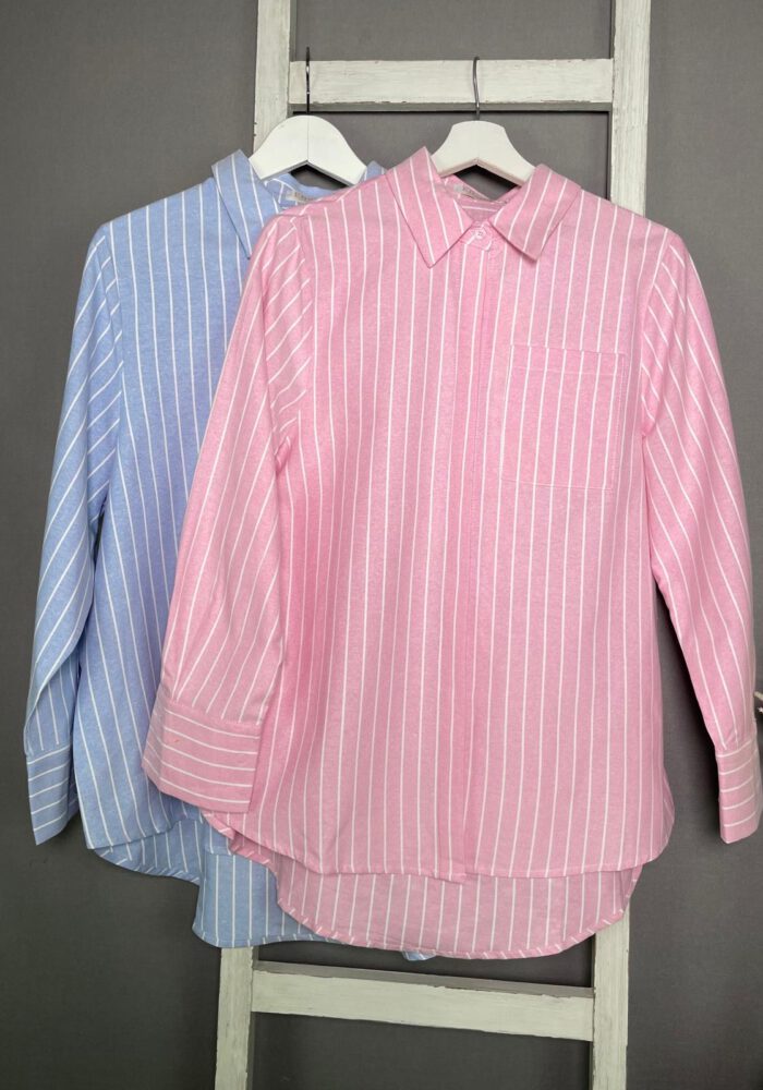 Gestreifte Bluse mit verdeckter Knopfleiste