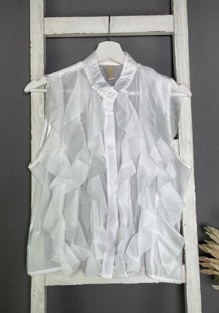 Ärmellose Bluse mit Rüschen