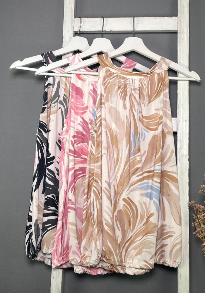 Gemustertes Travel Stoff Highnecktop palmcolour