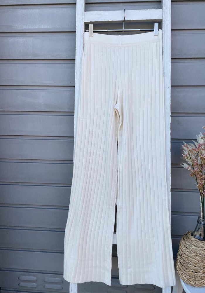 Gerippte Wide Leg Hose