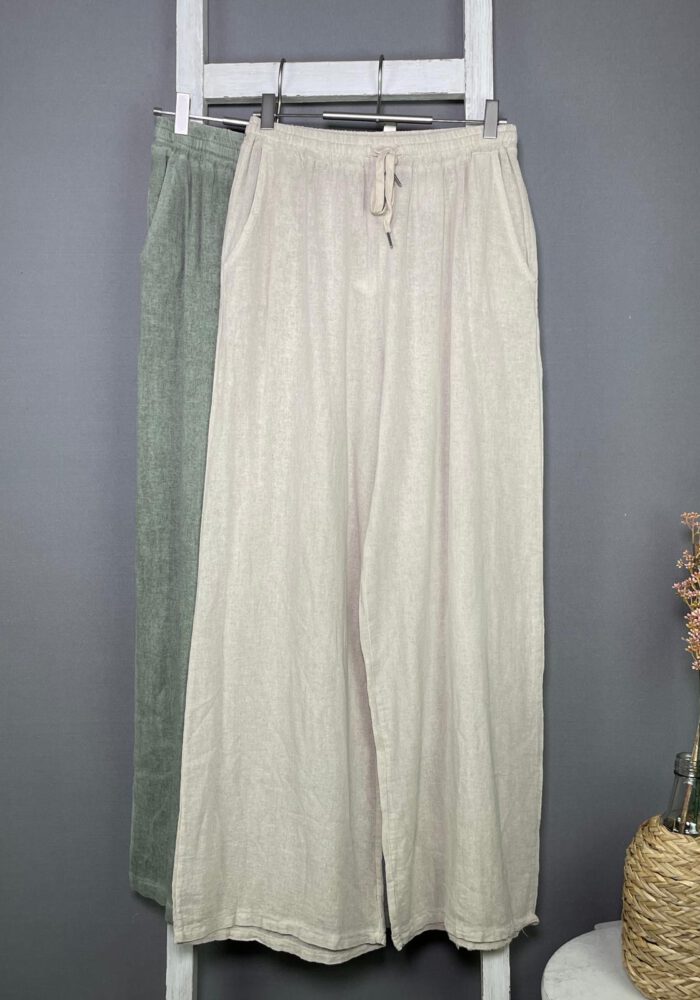 Wide Leg Hose mit Kordeleinzug aus Baumwolle