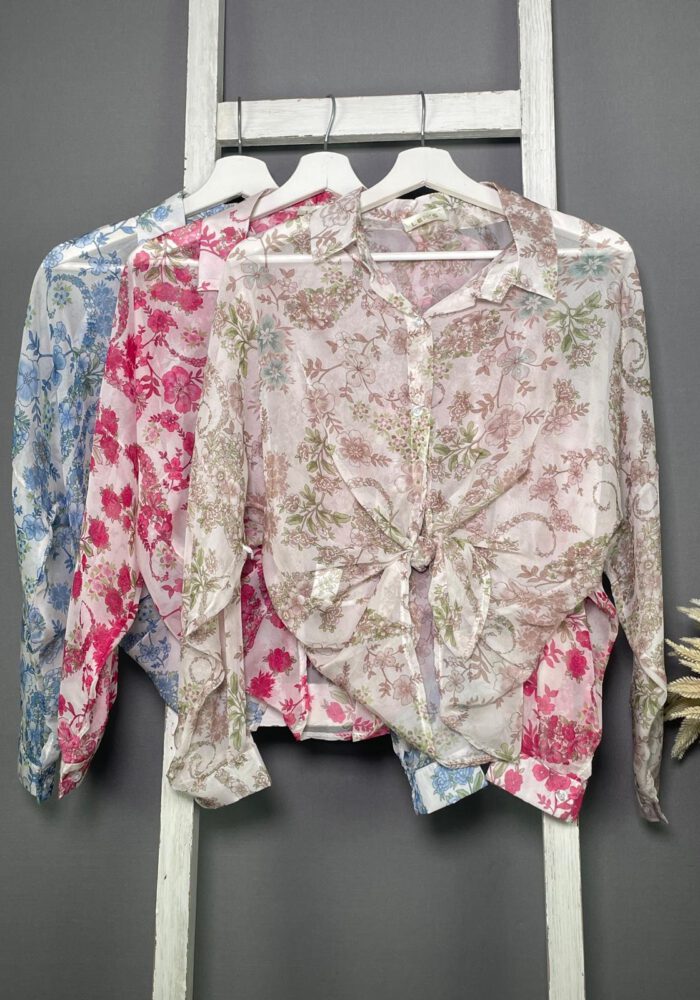 Blümchen-Bluse zum knoten