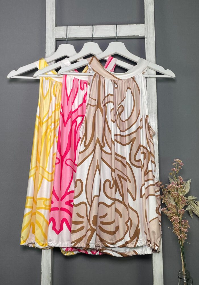 Gemustertes Travel Stoff Highnecktop floral ornaments