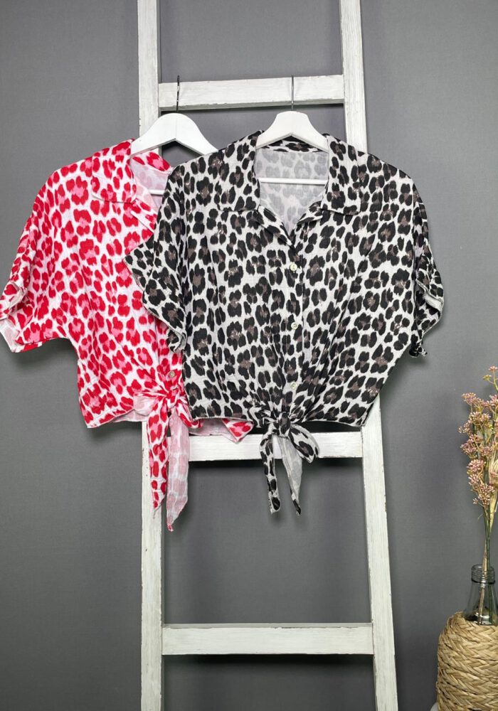 Leo Crop-Musselinbluse zum binden