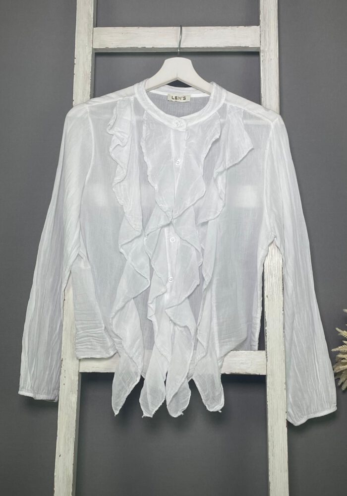 Bluse mit Knopfleiste und Rüschen