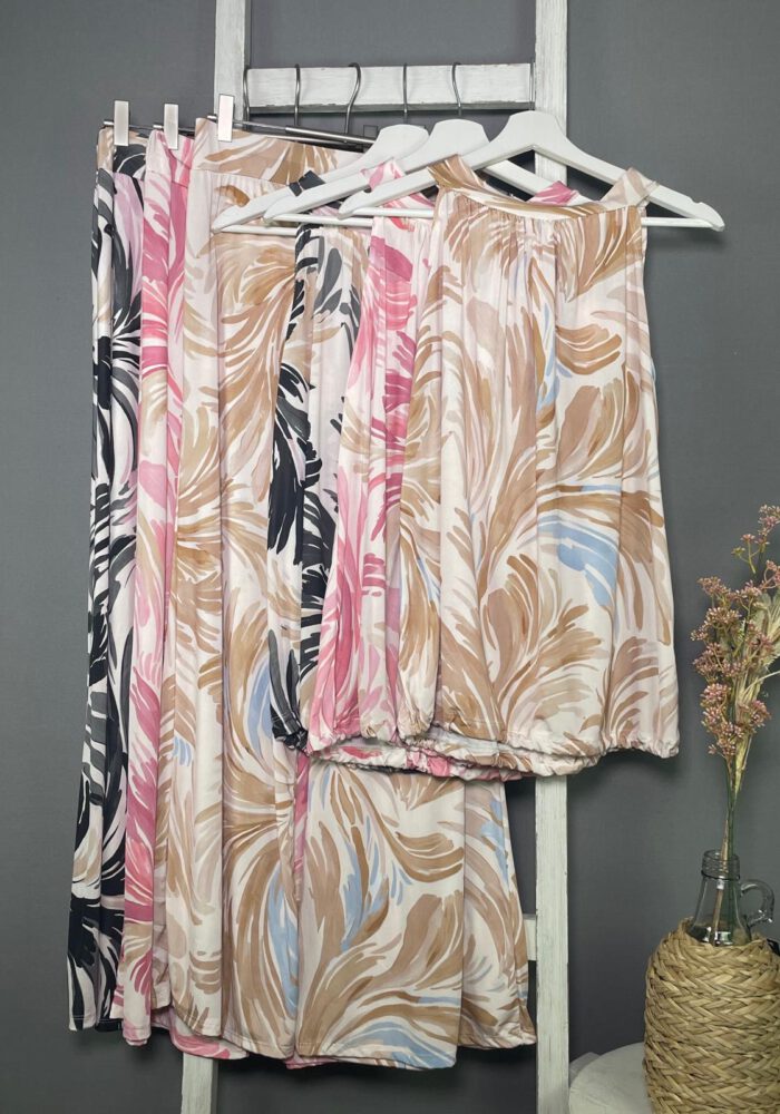 Gemusterte Travel Stoff Hose palmcolour