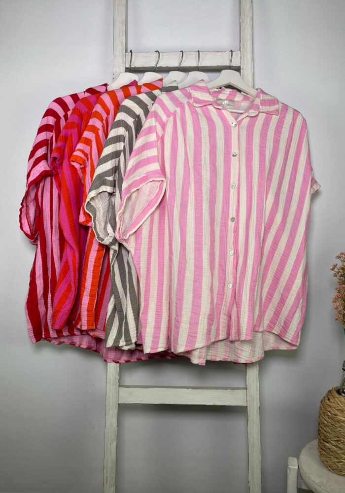 Gestreifte Musselinbluse COLOURBLOCKING